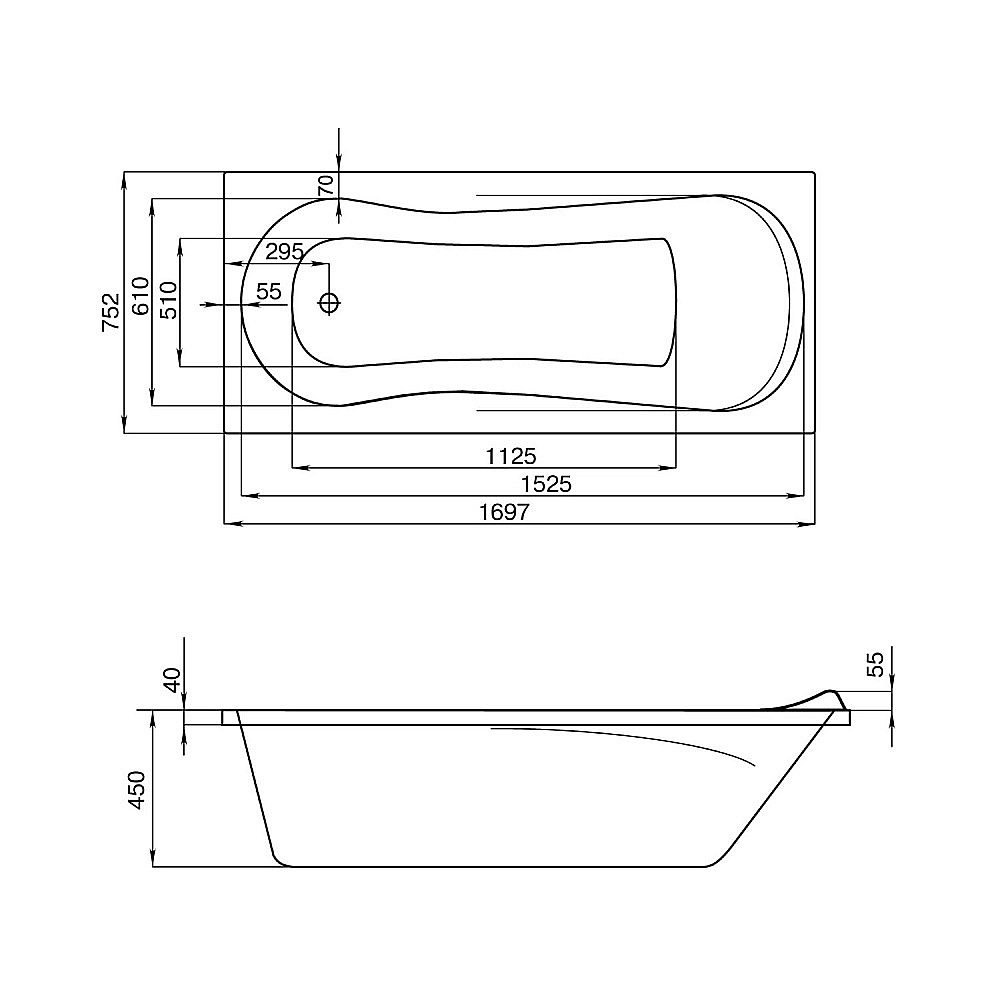 Ванна акриловая Santek Каледония 170x75 1.WH30.2.391 белая купить в интернет-магазине Sanbest