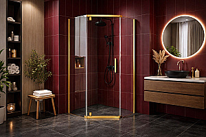 Душевой уголок Royal Bath RB 9080TR-T-GP 80x90 стекло прозрачное/профиль золото полированное купить в интернет-магазине Sanbest
