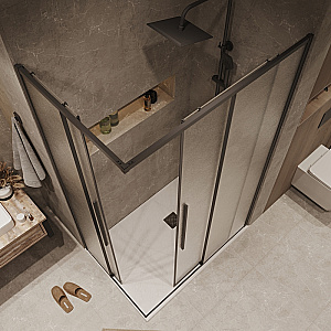 Душевой уголок Grossman Galaxy 90х80 300.K33.01.9080.21.02 стекло шиншилла/профиль черный матовый купить в интернет-магазине Sanbest