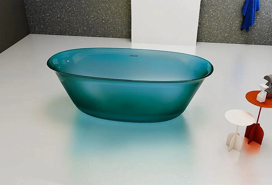 Ванна Abber Kristall AT9707Aquamarin 170x75 бирюзовая прозрачная купить в интернет-магазине Sanbest