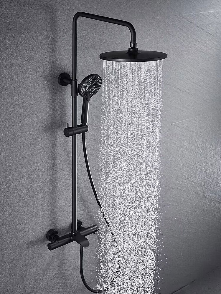 Душевая система Vincea Esse VSFS-1E1TMB черная матовая купить в интернет-магазине сантехники Sanbest