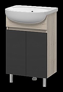 Тумба с раковиной Misty Поло - 50 О-Пол07060-0142ДП светлое дерево/графит для ванной в интернет-магазине Sanbest