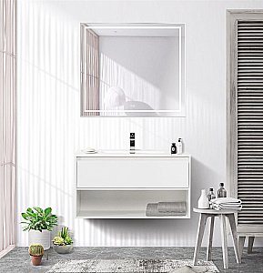 Зеркало BelBagno Kraft 90х80 SPC-KRAFT-TCH-WARM сатин в ванную от интернет-магазине сантехники Sanbest