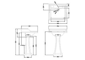 Раковина на пьедестале Burlington Classic 65 B15 1TH-P6 белая купить в интернет-магазине Sanbest