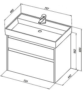 Тумба с раковиной Aquanet Nova Lite 287890 75 дуб серый для ванной в интернет-магазине Sanbest