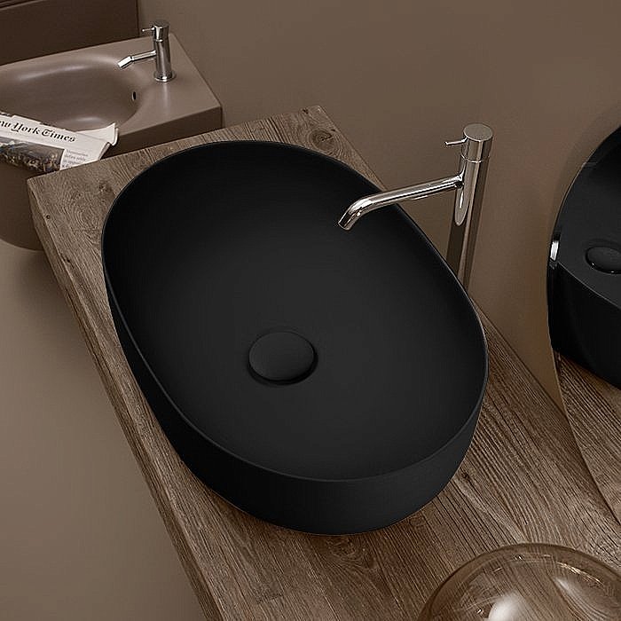 Раковина накладная Kerasan Nolita 60 534331 черная матовая купить в интернет-магазине Sanbest