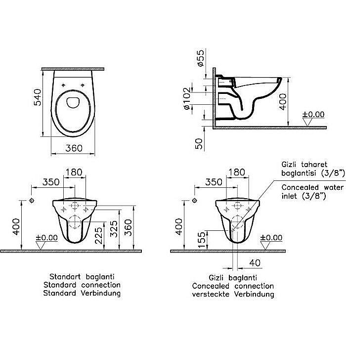 Унитаз Vitra Norm Fit 6855B099-1777, белый купить в интернет-магазине Sanbest