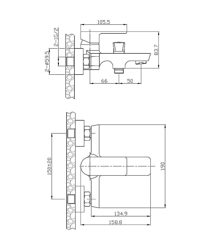 Смеситель для ванны Agger Brilliant A0310000 купить в интернет-магазине сантехники Sanbest