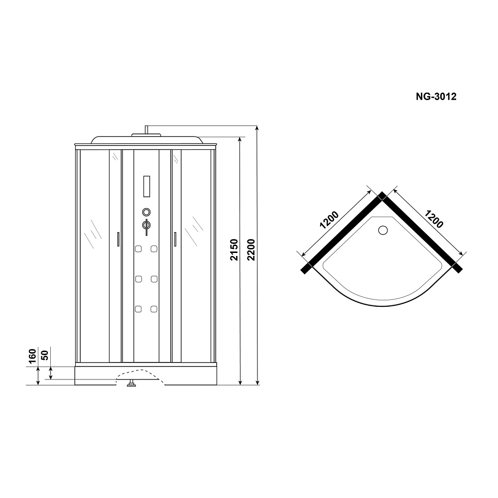 Душевая кабина Niagara Ultra NG-3012-01 120х120 купить в интернет-магазине Sanbest