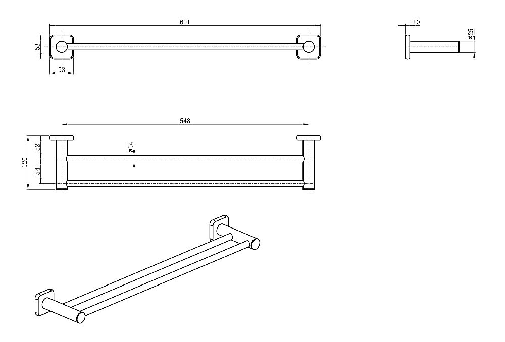 Полотенцедержатель двойной WONZON & WOGHAND WW-V1102-GM темный графит купить в интернет-магазине сантехники Sanbest