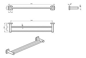 Полотенцедержатель двойной WONZON & WOGHAND WW-V1102-GM темный графит купить в интернет-магазине сантехники Sanbest