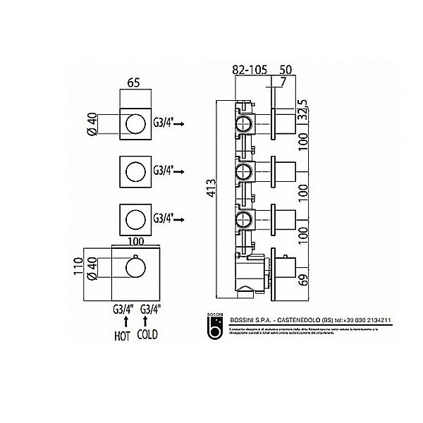 Смеситель для душа Bossini Oki Z031205.030 хром купить в интернет-магазине сантехники Sanbest