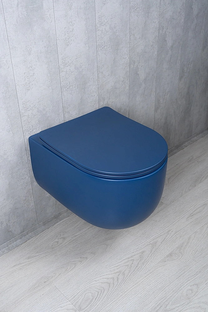 Унитаз подвесной GID Tr2133TF-BUM 62301Y безободковый, слив торнадо, с крышкой микролифт, синий матовый купить в интернет-магазине Sanbest