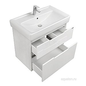 Тумба с раковиной Акватон Дакота 80 белый глянцевый/выбеленное дерево для ванной в интернет-магазине Sanbest