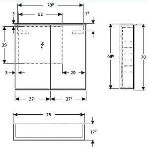 Зеркальный шкаф с подсветкой Geberit Option PLUS 500.206.00.1 75 белый купить в интернет-магазине сантехники Sanbest