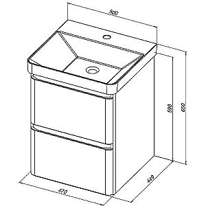 Тумба с раковиной Aquanet Эмбер 50 330464 черная матовая для ванной в интернет-магазине Sanbest