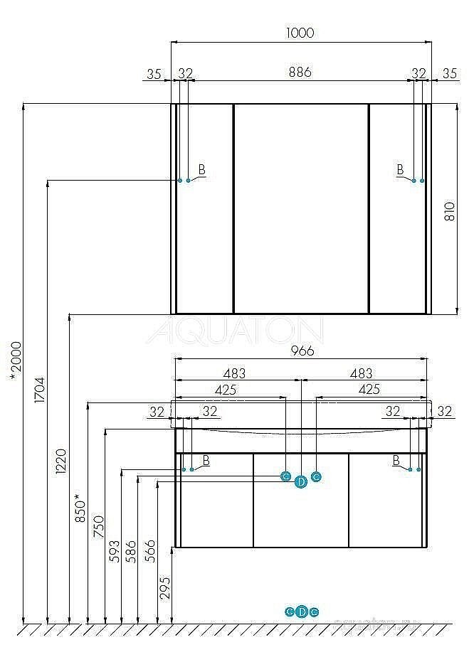 Зеркальный шкаф Акватон Беверли 100 белый купить в интернет-магазине сантехники Sanbest