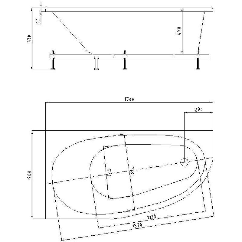 Ванна Aquatek Дива 170х90 белая купить в интернет-магазине Sanbest
