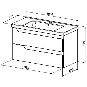 Тумба с раковиной Orange TOPLINE-Milano TP-MR100+RA белая глянец для ванной в интернет-магазине Sanbest
