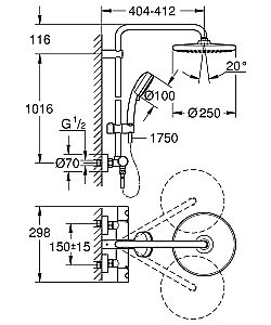 Душевая система Grohe Tempesta Cosmopolitan 26670000 хром купить в интернет-магазине сантехники Sanbest