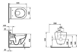 Унитаз подвесной Ambassador Nord 133T20301R серый матовый купить в интернет-магазине Sanbest