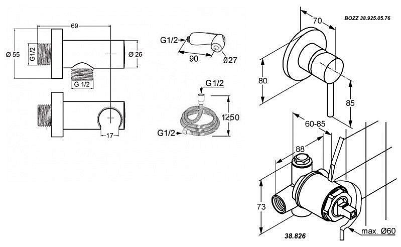 Комплект гигиенического набора KLUDI BOZZ 389990576 купить в интернет-магазине сантехники Sanbest