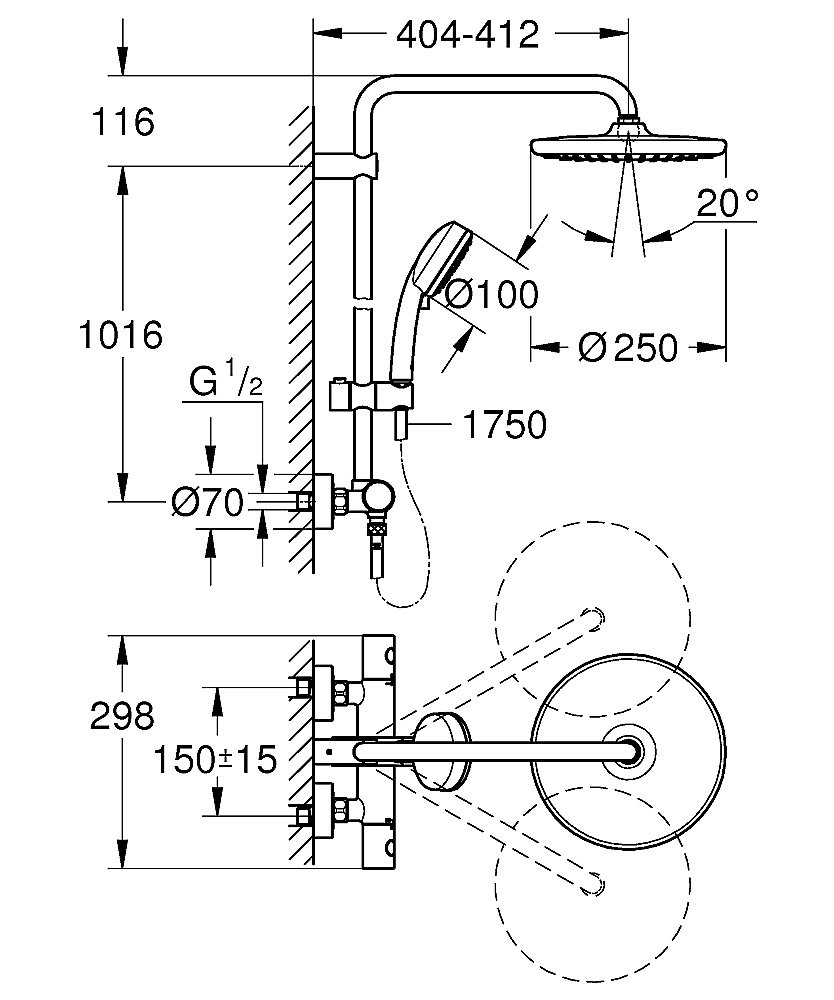 Душевая система Grohe Tempesta Cosmopolitan 26670000 хром купить в интернет-магазине сантехники Sanbest