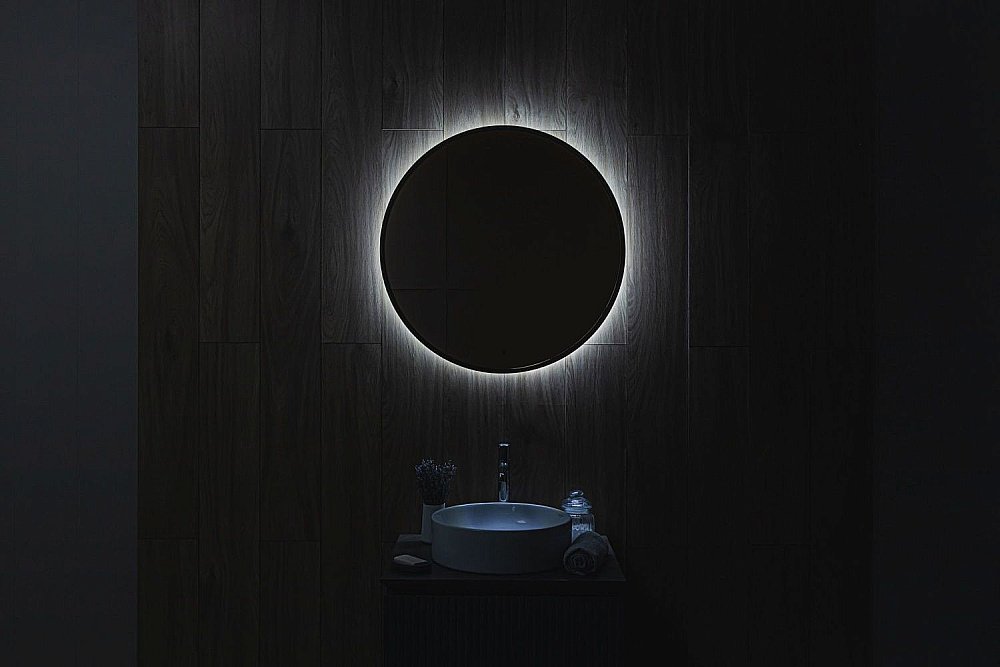 Зеркало Art&Max ASTI AM-Ast-800-DS-FNC-Nero в ванную от интернет-магазине сантехники Sanbest