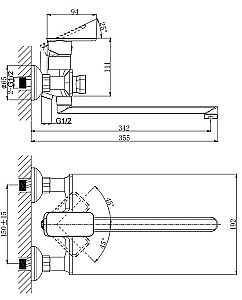 Смеситель для ванны Rush Bruny BR4335-51 купить в интернет-магазине сантехники Sanbest