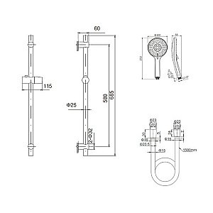 Душевой гарнитур Caprigo Don 98-570-BRG золото матовое купить в интернет-магазине сантехники Sanbest