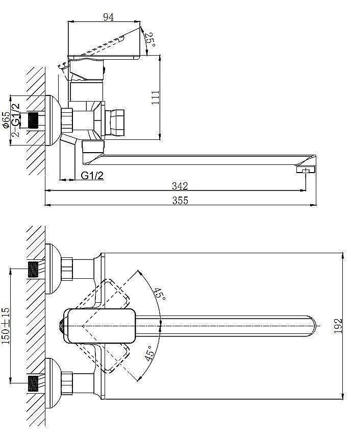 Смеситель для ванны Rush Bruny BR4335-51 купить в интернет-магазине сантехники Sanbest