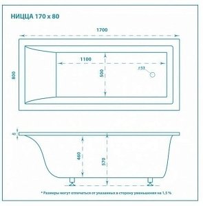 Ванна Marmo Bagno Ницца MB-N170-80 170х80 купить в интернет-магазине Sanbest