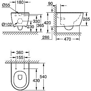 Унитаз подвесной Grohe Essence Ceramic 3957100H безободковый купить в интернет-магазине Sanbest