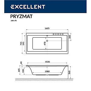 Гидромассажная ванна Excellent Pryzmat 160х75 ULTRA WAEX.PRY16.ULTRA.WH белая глянцевая купить в интернет-магазине Sanbest
