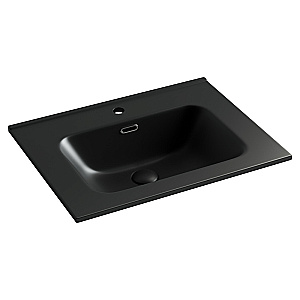 Тумба с раковиной Sancos Velta 60 VL60WGCN+CN7001MB теплый серый матовая/раковина черная матовая, с отверстием для ванной в интернет-магазине Sanbest