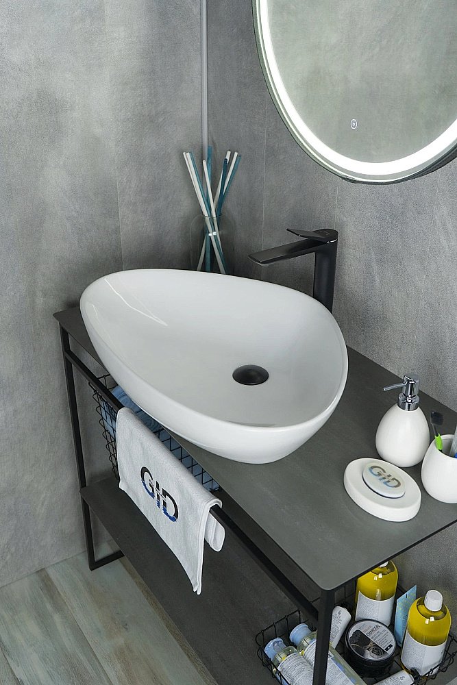 Раковина накладная Gid Creativo 67 N9062 51117 белая купить в интернет-магазине Sanbest