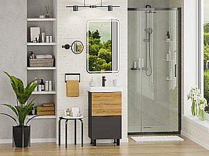 Тумба с раковиной Misty Форест - 50 Э-Фор-07050-0219-2Я светлое дерево/серый для ванной в интернет-магазине Sanbest