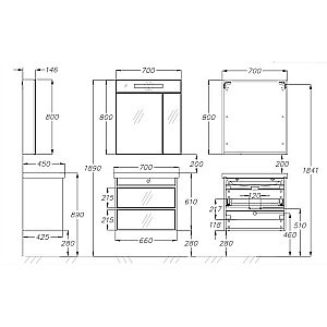 Тумба подвесная с раковиной Опадирис Фреш 70 белая/белое стекло для ванной в интернет-магазине Sanbest