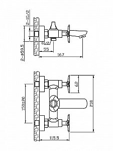 Смеситель для ванны Agger Love A1010000 купить в интернет-магазине сантехники Sanbest
