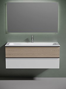 Тумба с раковиной Sancos DELTA DL120W 120 дуб светлый/белый для ванной в интернет-магазине Sanbest