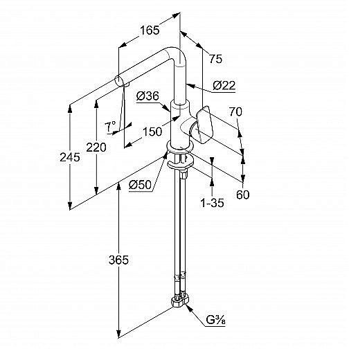 Смеситель для раковины Kludi Pure&Style 400243975 черный купить в интернет-магазине сантехники Sanbest