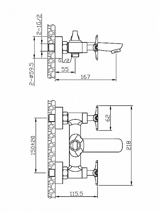 Смеситель для ванны Agger Love A1010000 купить в интернет-магазине сантехники Sanbest