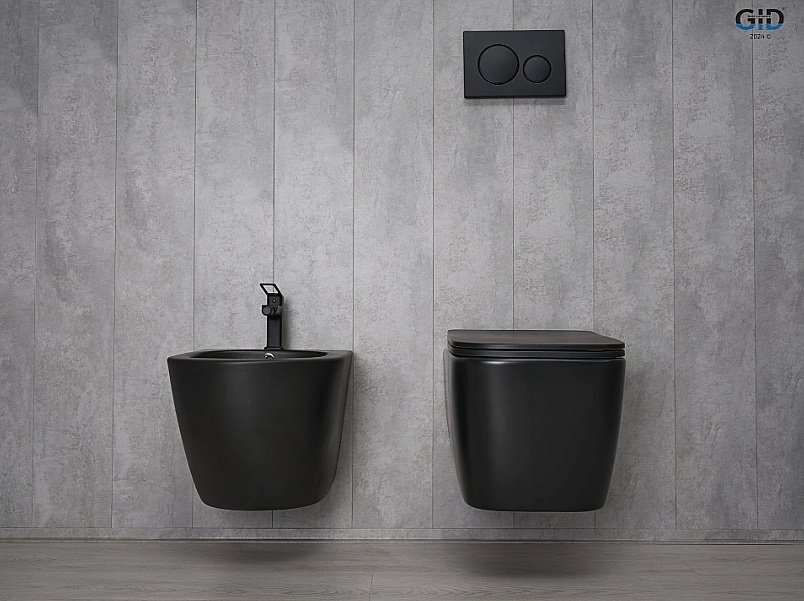 Унитаз подвесной Gid Tr2140Bm черный матовый, безободковый, с крышкой микролифт купить в интернет-магазине Sanbest