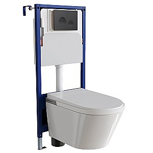 Унитаз подвесной с инсталляцией RGW SW-70-B 63420270-04 белый, безободковый, с крышкой микролифт, слив торнадо купить в интернет-магазине Sanbest