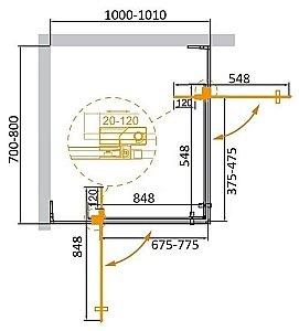 Душевой уголок Cezares Slider 70х100 SLIDER-AH-2-70/80-100/110-BR-NERO стекло бронза тонированное/профиль черный матовый купить в интернет-магазине Sanbest