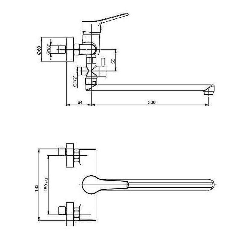Смеситель для ванны PAINI Messina MECR119KM хром купить в интернет-магазине сантехники Sanbest