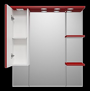 Зеркало со шкафом Misty Кристи 90 П-Кри02090-041СвЛ белый/красный в ванную от интернет-магазине сантехники Sanbest