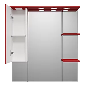 Зеркало со шкафом Misty Кристи 90 П-Кри02090-041СвЛ белый/красный в ванную от интернет-магазине сантехники Sanbest