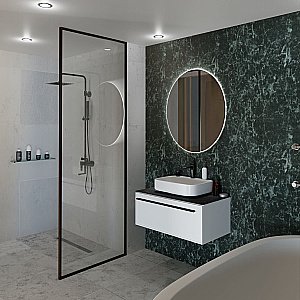 Тумба с раковиной LA FENICE Elba Bianco 90 белая/столешница черная для ванной в интернет-магазине Sanbest