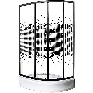 Душевой уголок с поддоном МОНОМАХ ДУ 90/70/180 МЗ BL L/R 10000012455 90x70 стекло прозрачное с рисунком/профиль черный купить в интернет-магазине Sanbest